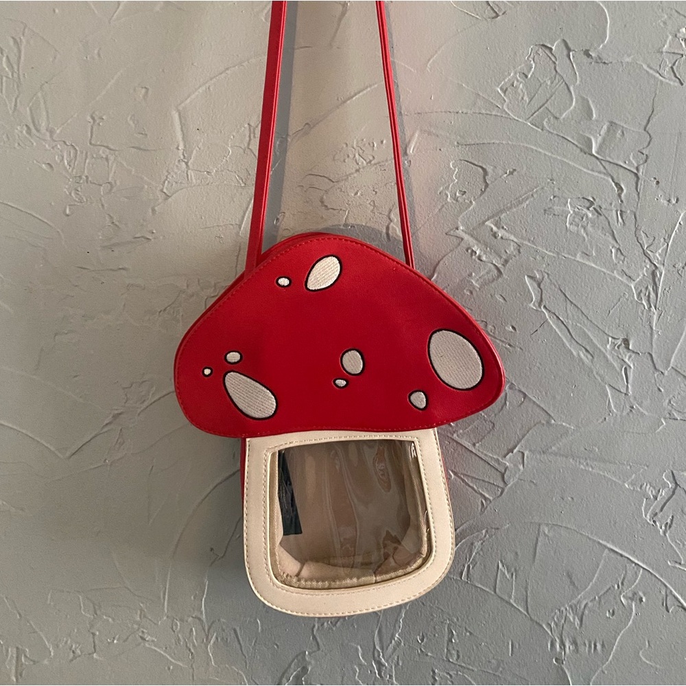 Bioworld Red and White Mushroom Shoulder Bag